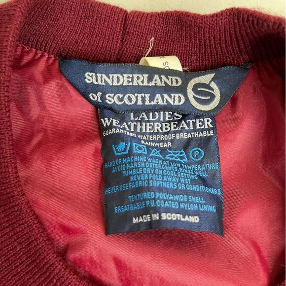 Vintage 80s Sunderland of Scotland Weatherbeater Maroon Rainwear Women XL Golf - Picture 8 of 14